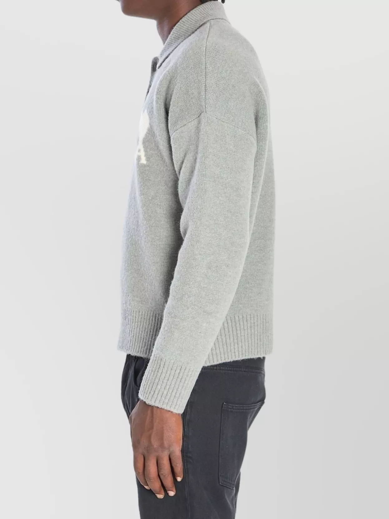Ami Paris Wool Polo Shirt Long Sleeves