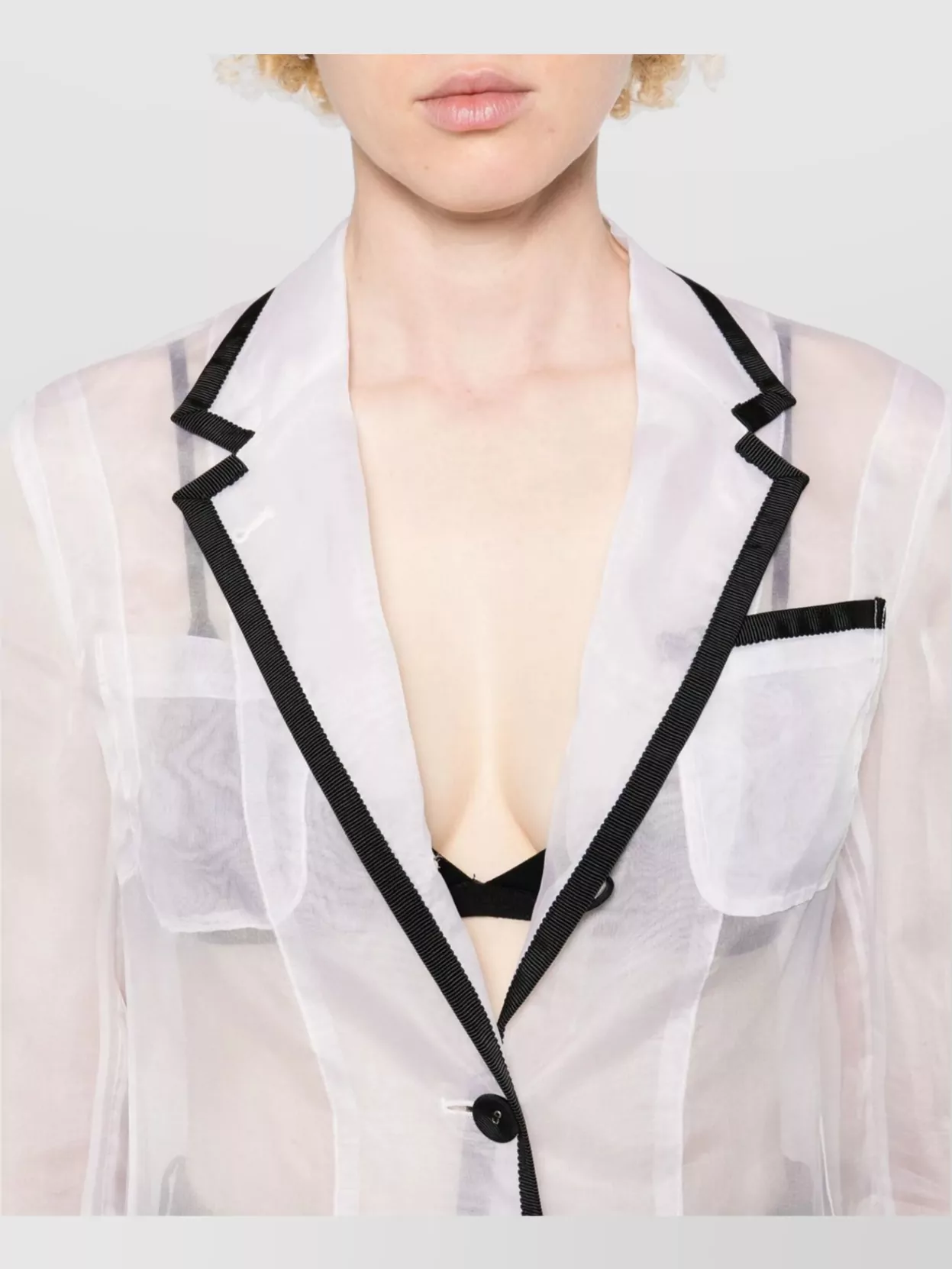 Thom Browne Sheer Organza Blazer Grosgrain Trim