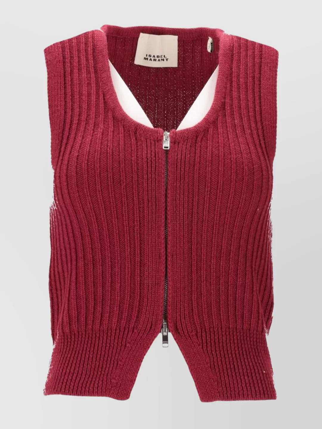 Isabel Marant Sleeveless Knit Jacket Scoop Neck In Red