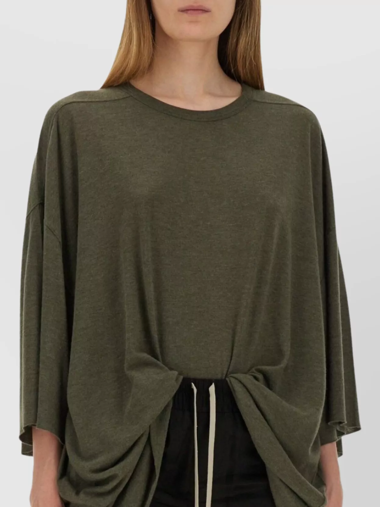 Rick Owens Oversize T-Shirt Asymmetric Hem Drawstring Detail
