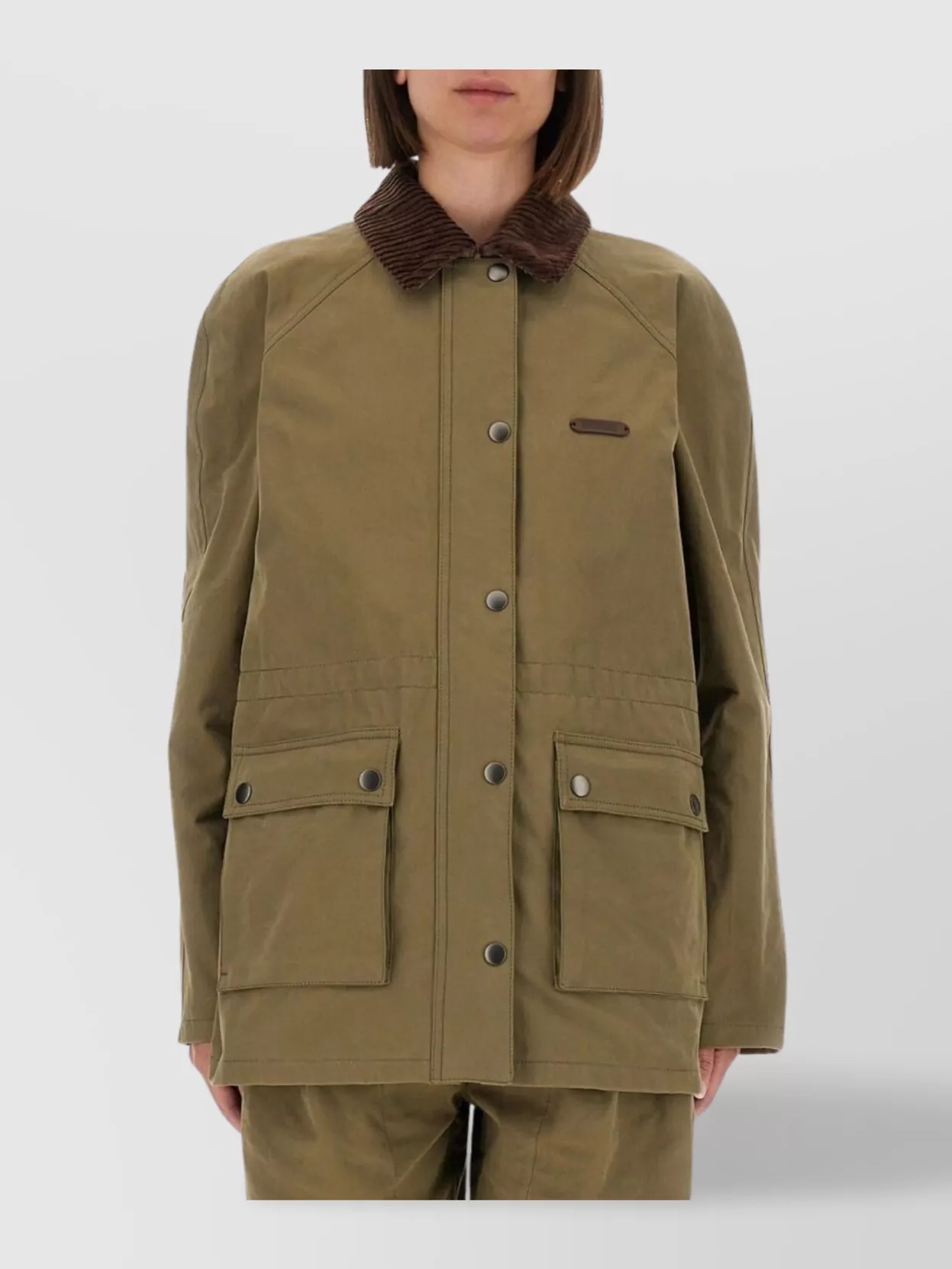 Moschino Corduroy Collar Jacket Elbow Patches In Green