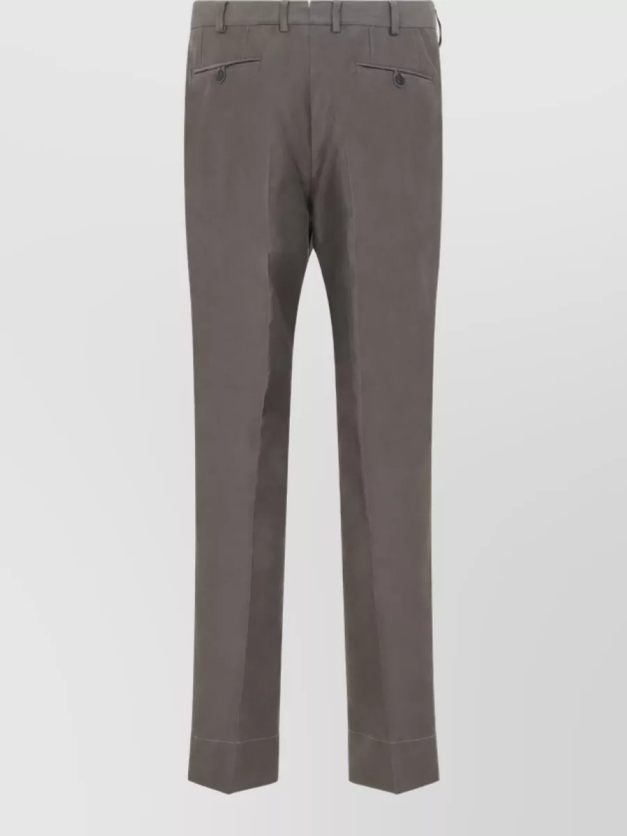 Brioni Cotton Straight Tapered Tailored Trousers