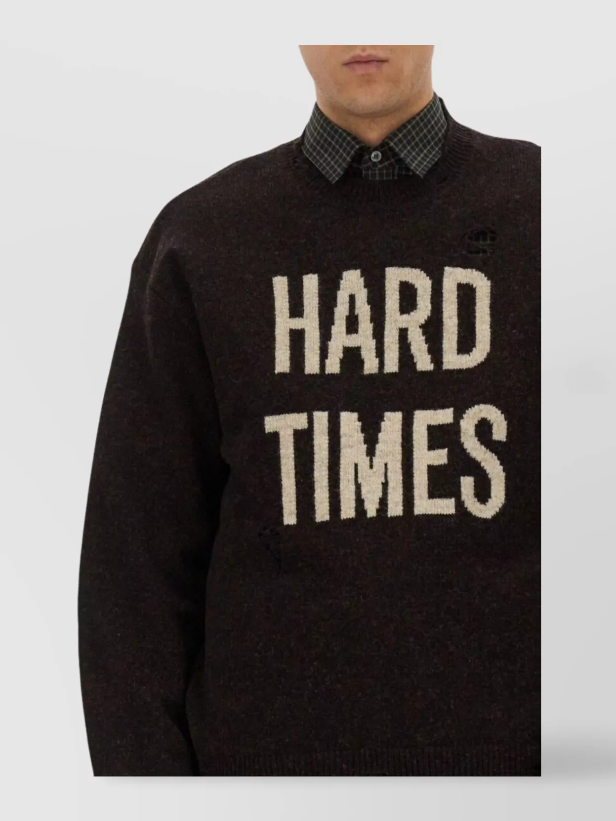 Moschino Distressed Ribbed Sweater With Cuffs And Hem