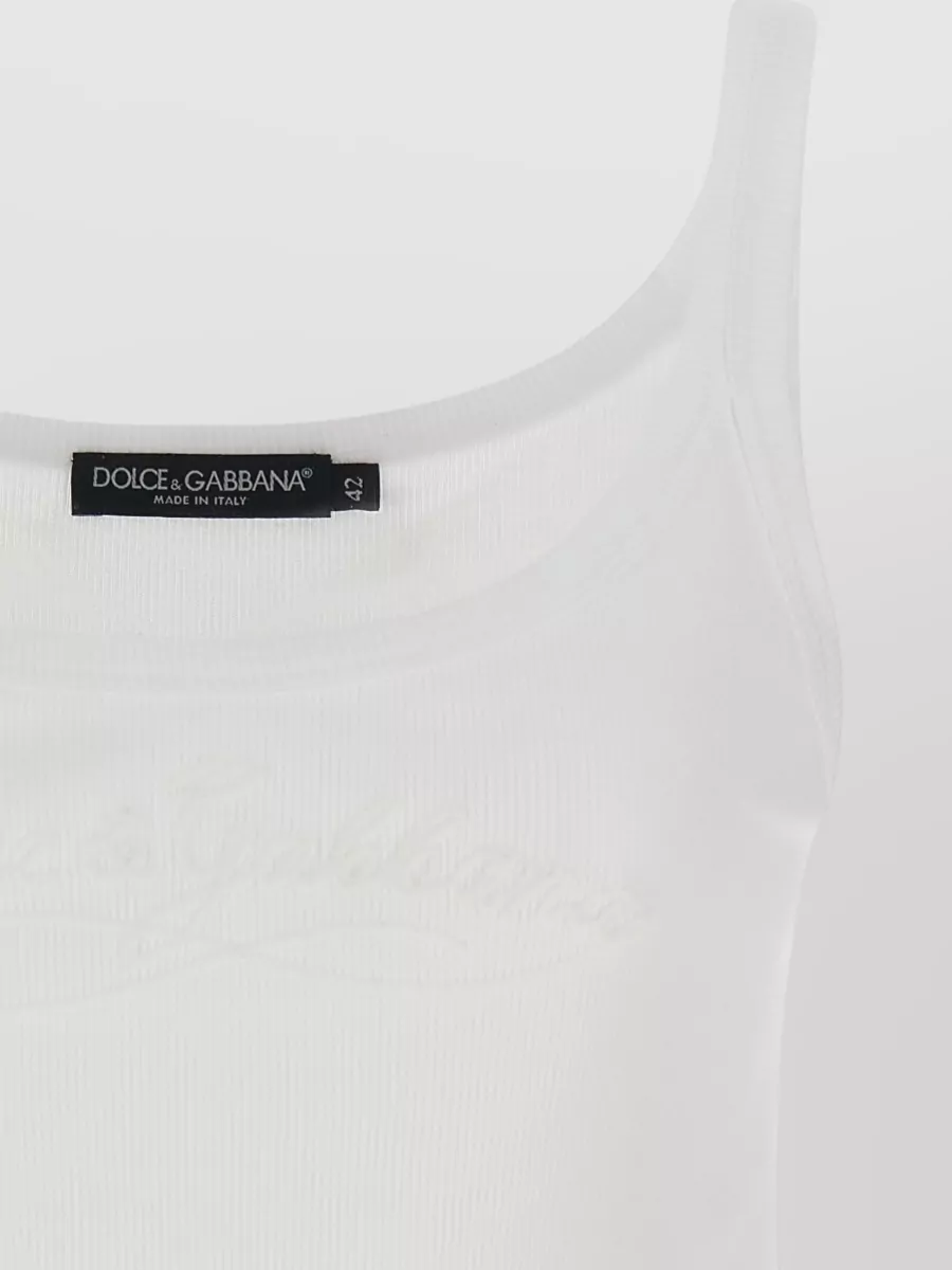 Dolce&Gabbana Ribbed Cotton Logo Tank Top