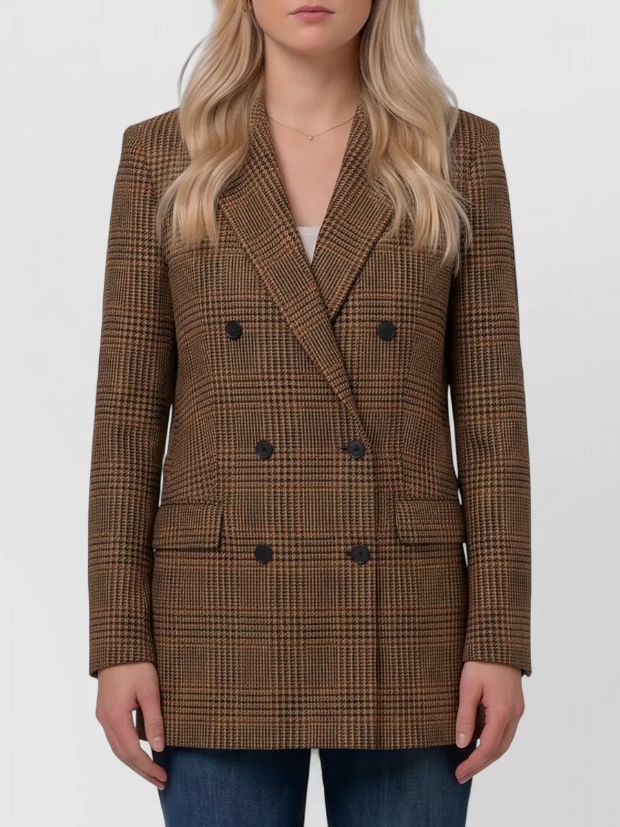 Tagliatore Virgin wool cashmere prince of wales check double-breasted suit jacket