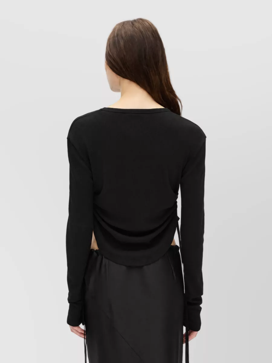 Ann Demeulemeester Wrinkled Cropped Long-Sleeve Top