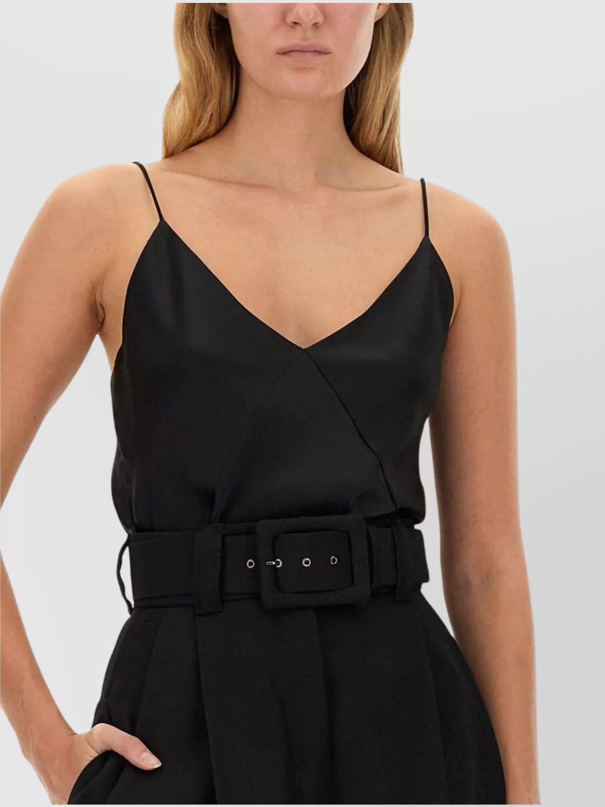 Max Mara Spaghetti Strap V Neck Top With Belt