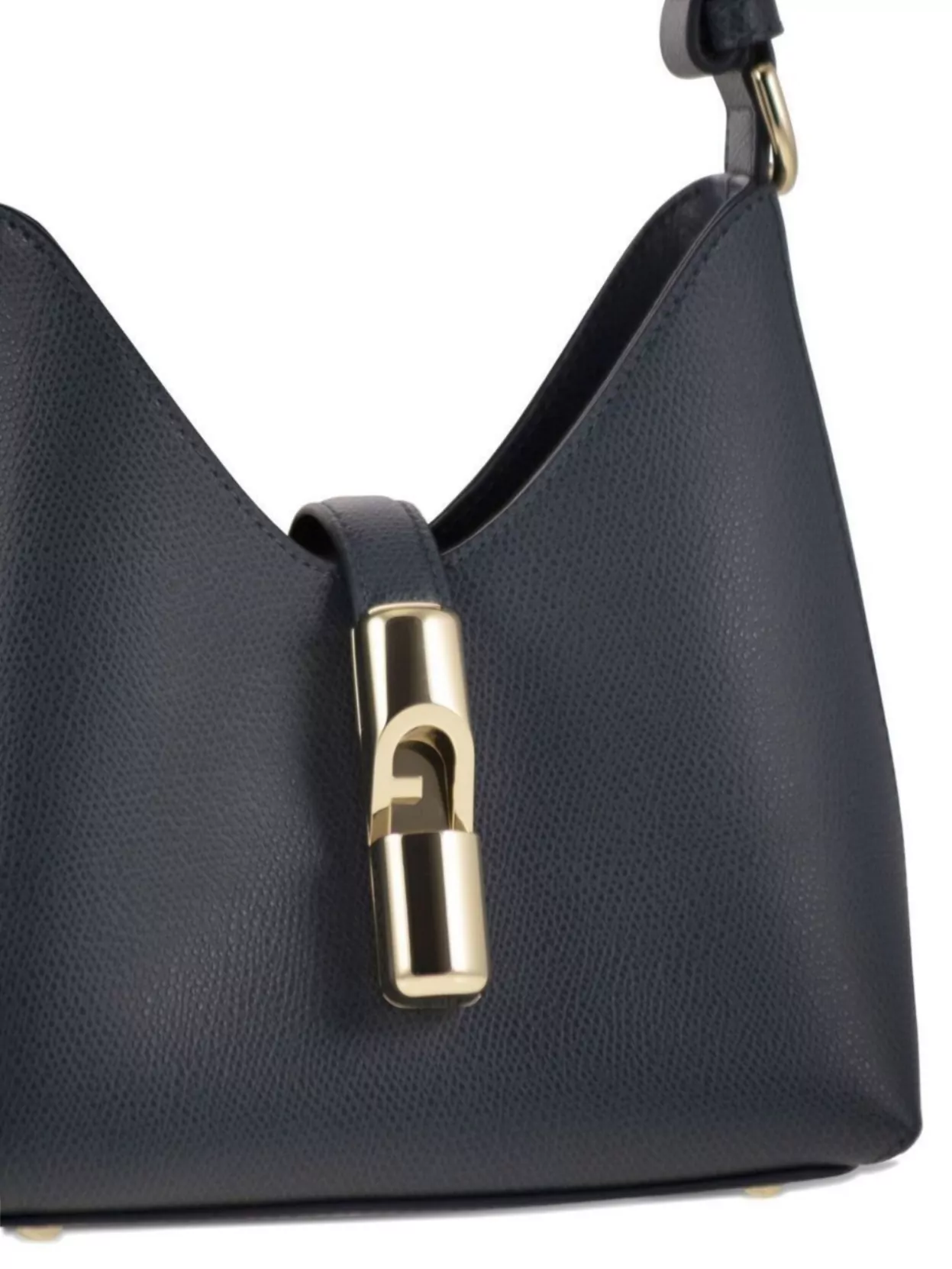 Furla Structured Textured Shoulder Bag With Top Handle