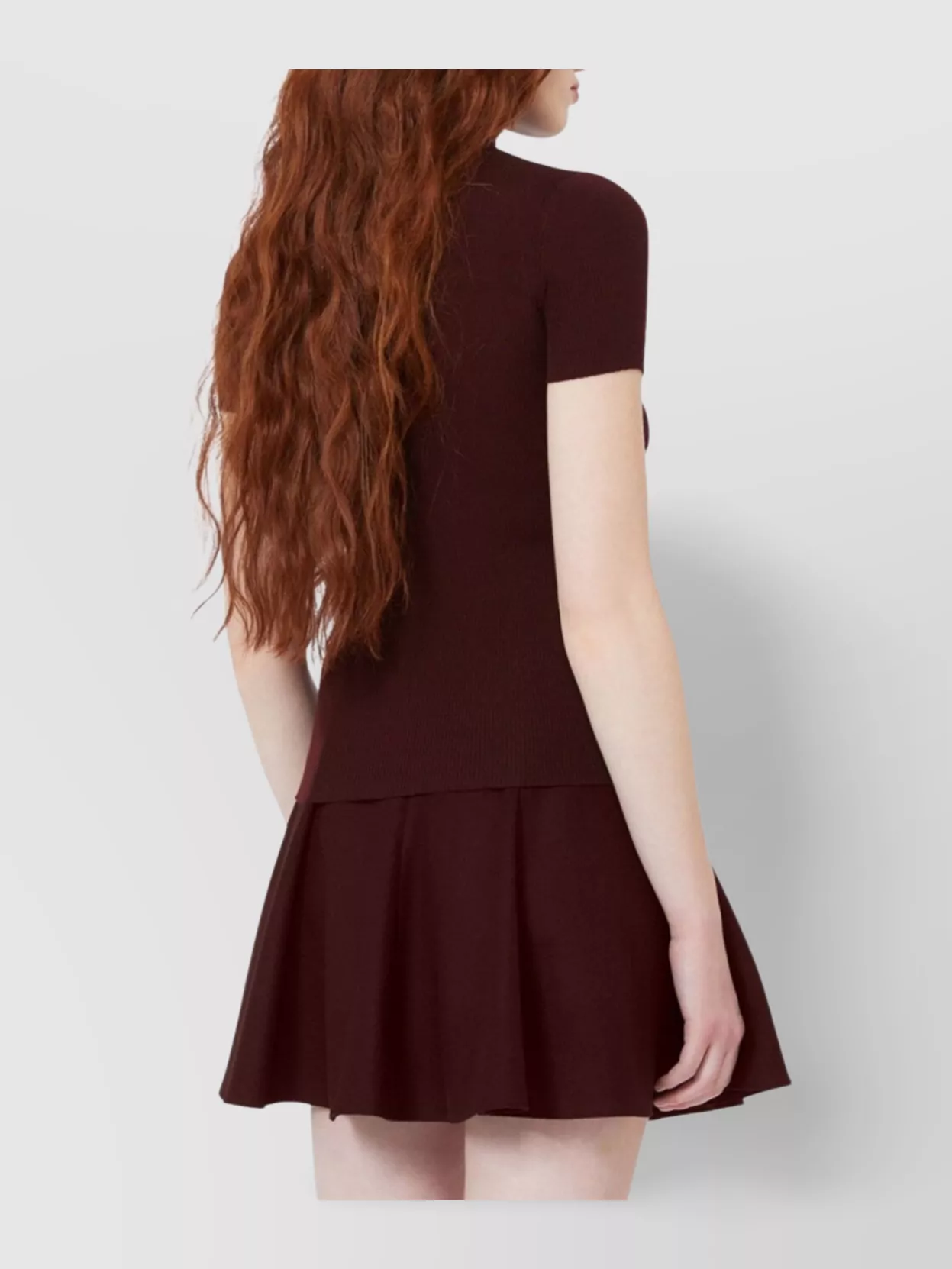 Max Mara Pure Wool Turtleneck Ribbed Knit Top In Brown