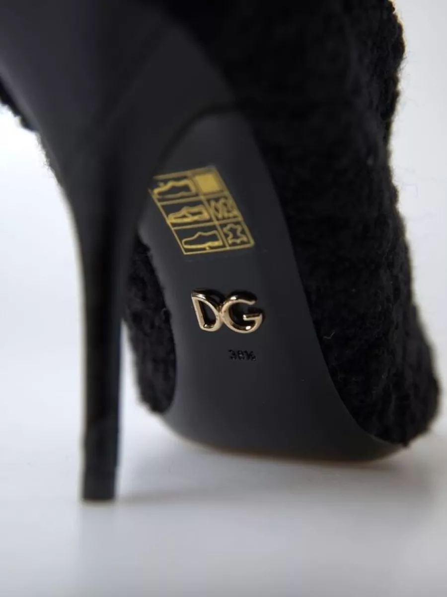 Dolce&Gabbana Bouclé Mid Calf Stiletto Boots