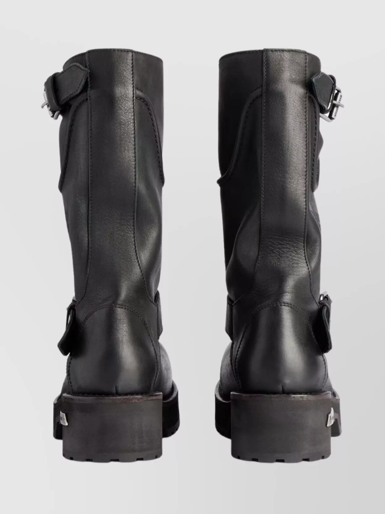 Balenciaga Worn Leather Mid-Calf Chunky Sole Boots