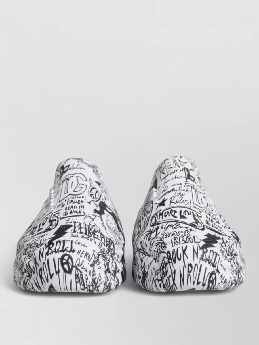 Dolce&Gabbana leather graffiti print slip-on sneakers