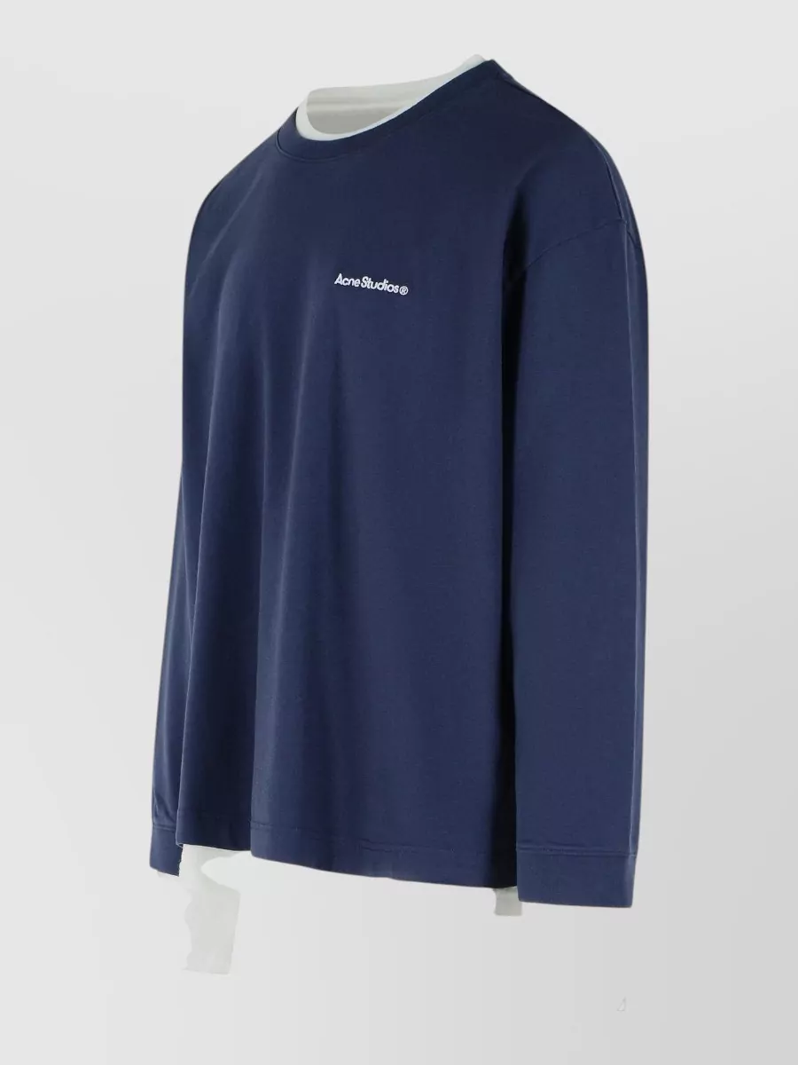 Acne Studios Organic Cotton Logo Print Crew Neck Short Sleeve Sweatshirt