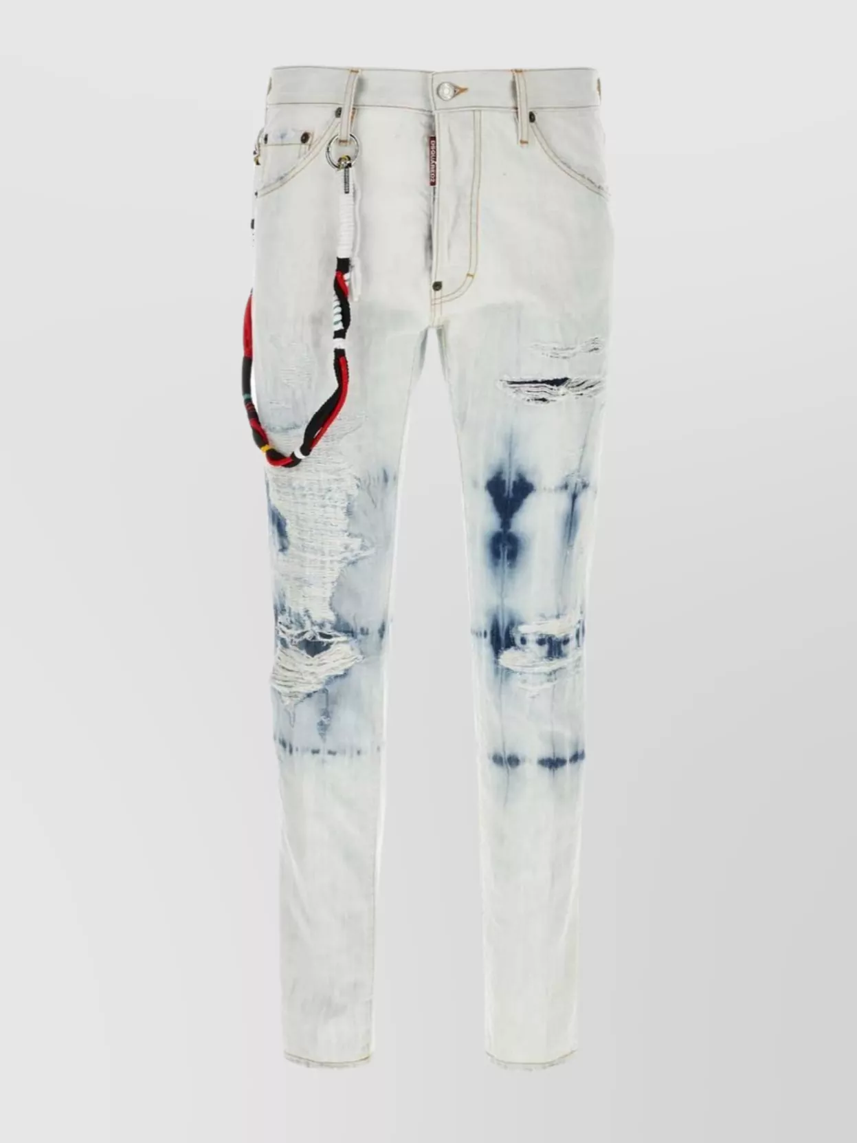 Shop Dsquared2 Distressed Tie-dye Belted Five-pocket Striped Trousers