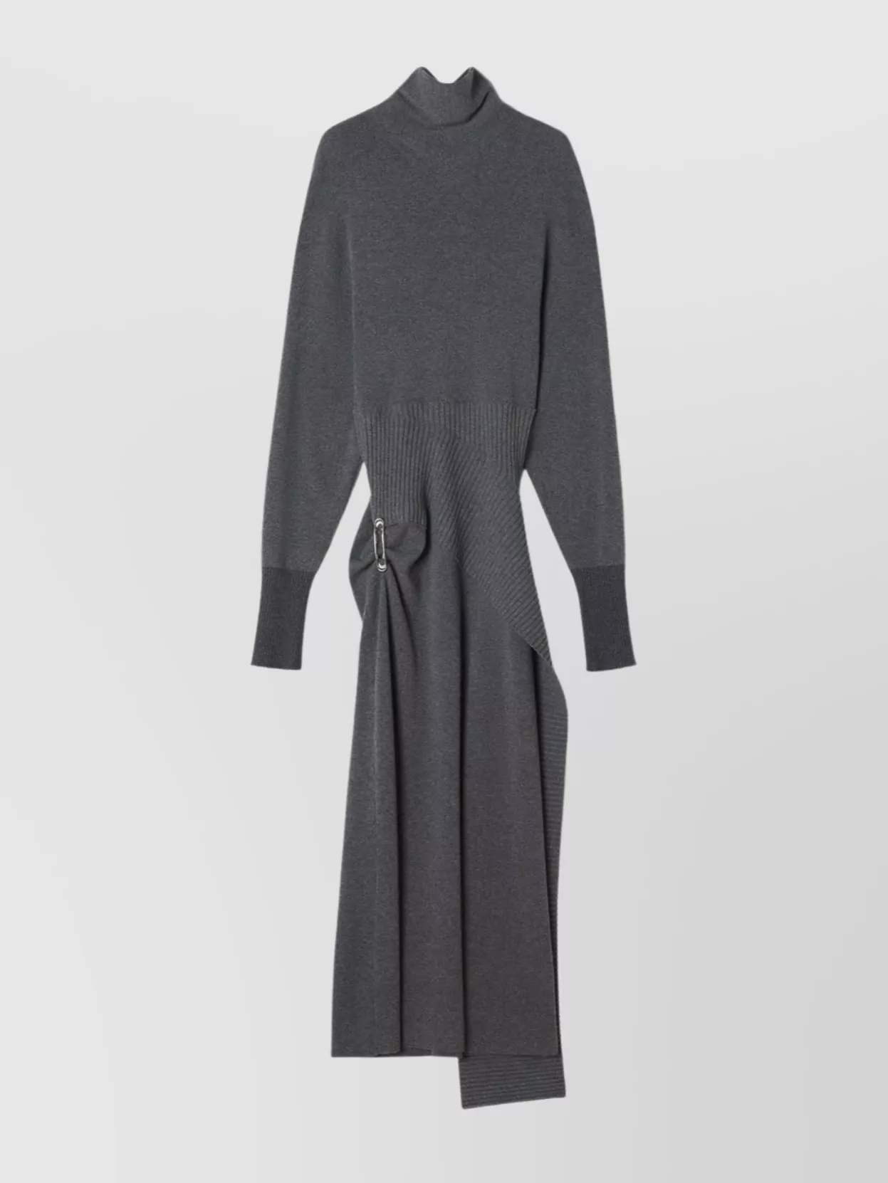 Lanvin Knee Length Dress With Turtleneck And Side Slit In Multi