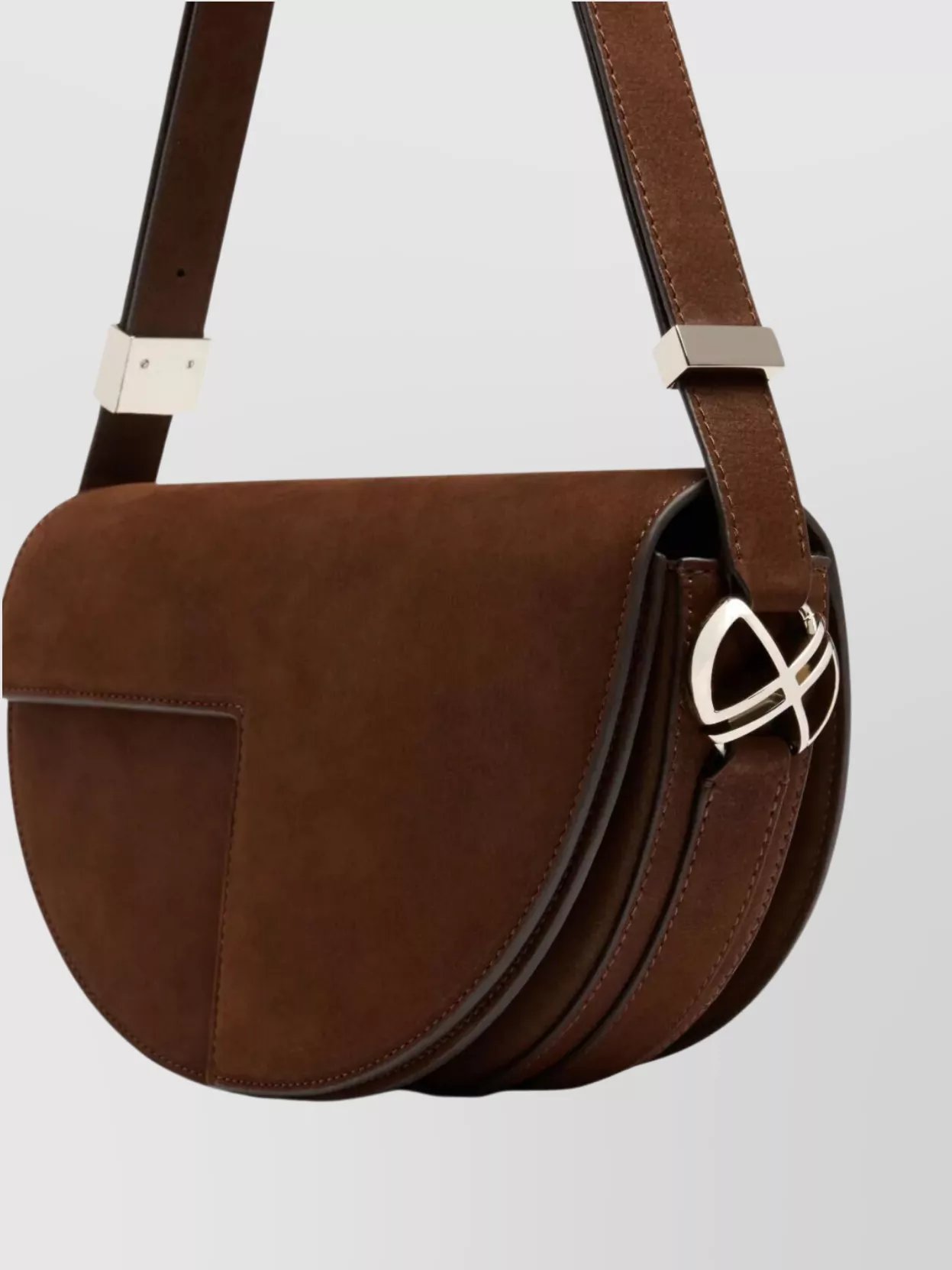 Patou Nubuck Shoulder Bag Adjustable Strap Design