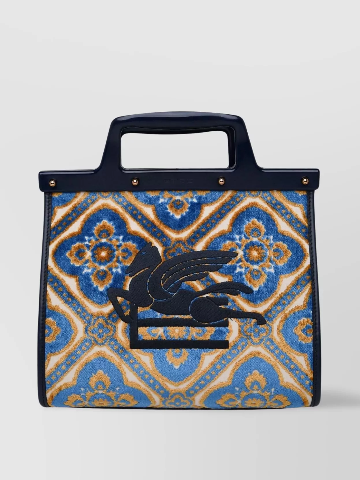 Etro Love Trotter Cotton Blend Brocade Tote Bag In Blue