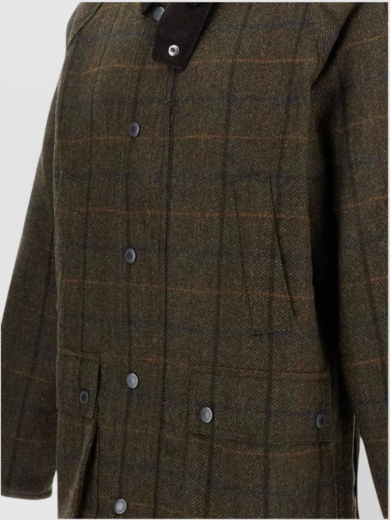 Barbour Checked Wool Jacket With Collar And Pockets
