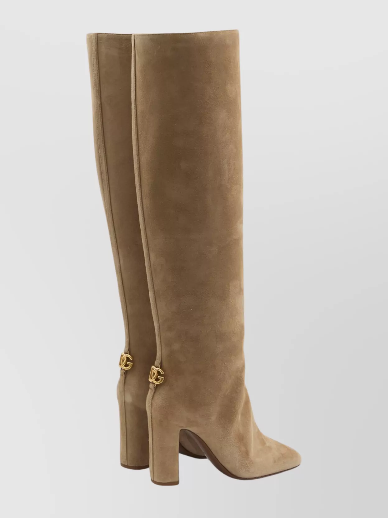 Dolce & Gabbana Suede Knee-high Boots Chunky Heel In Brown