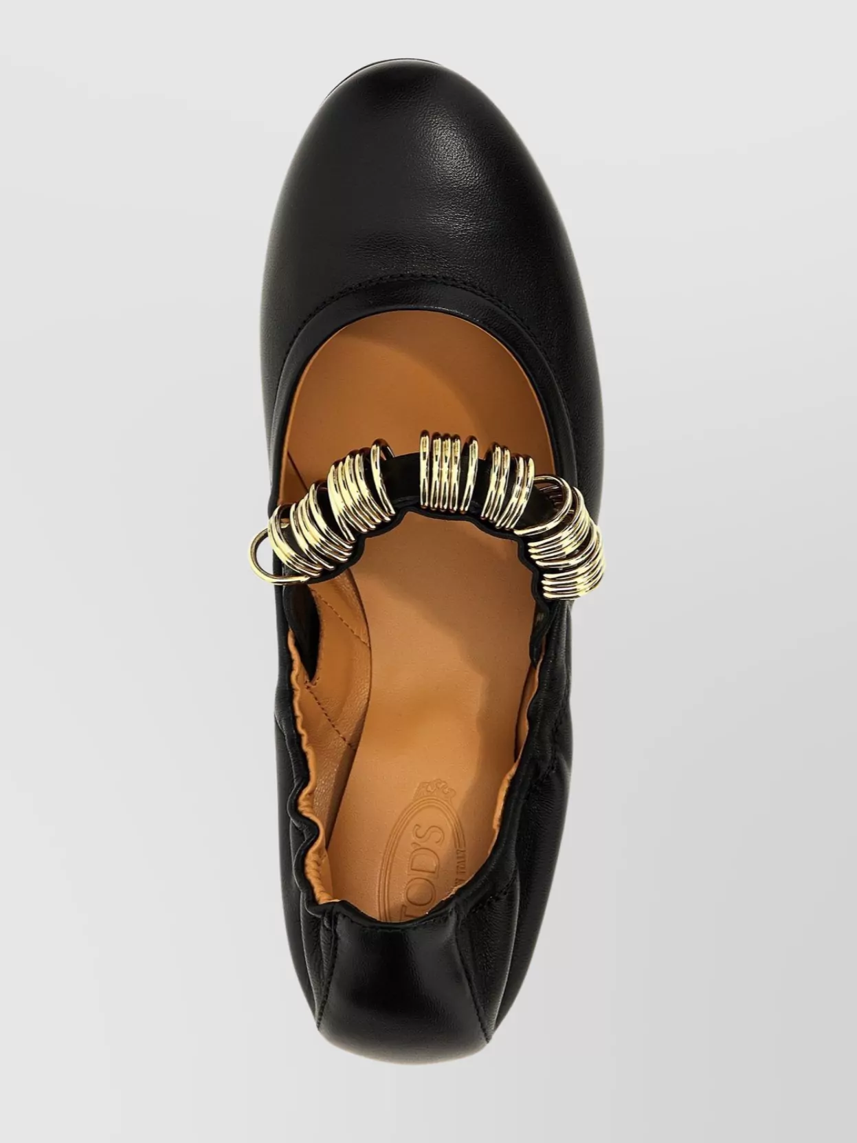 TOD'S ROUND TOE BALLET FLATS WITH TEXTURED SOLE