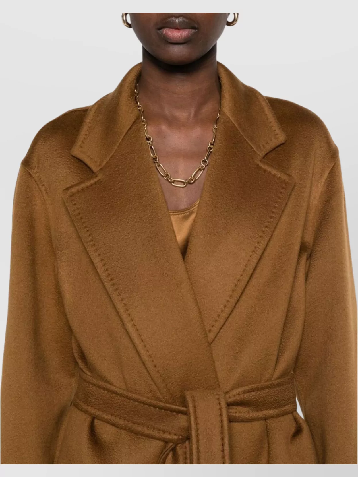 Max Mara Belted Waist Camel Coat With Detachable Belt