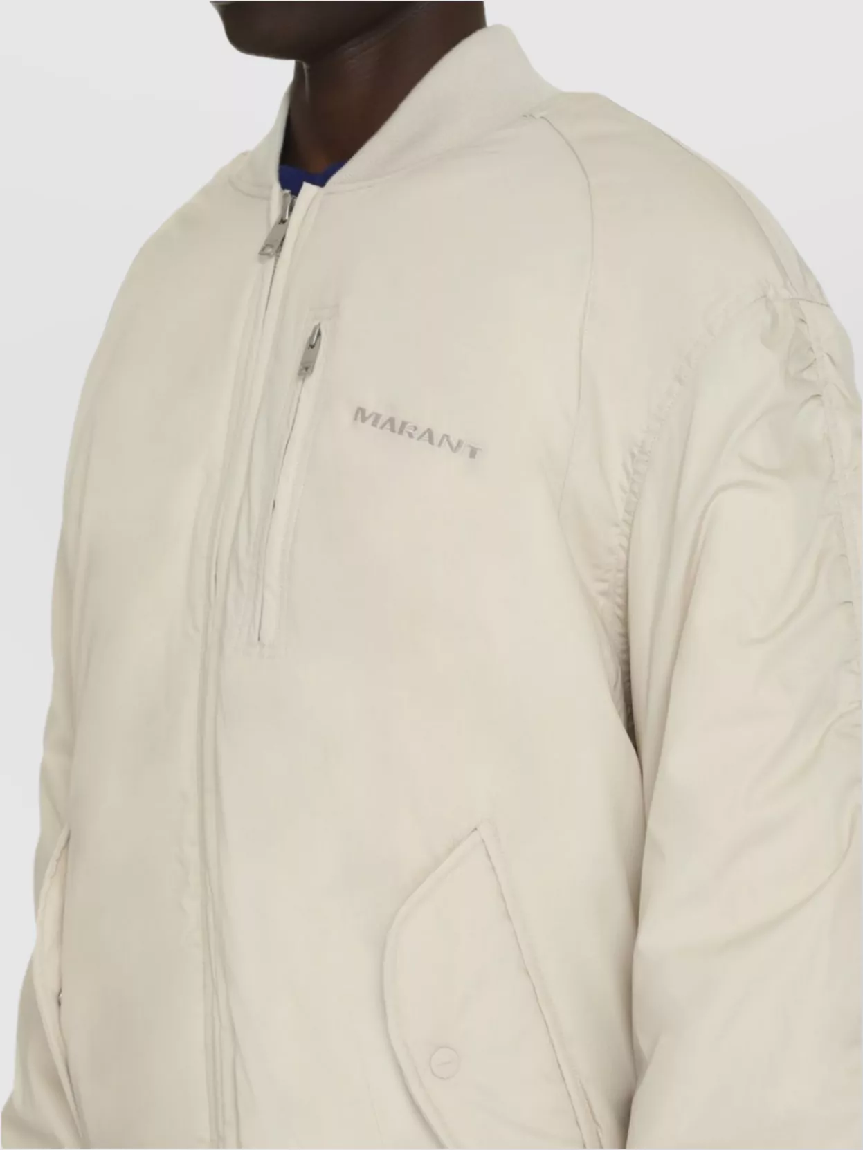 Isabel Marant Oversize Ribbed Bomber Jacket With Chest And Side Pockets