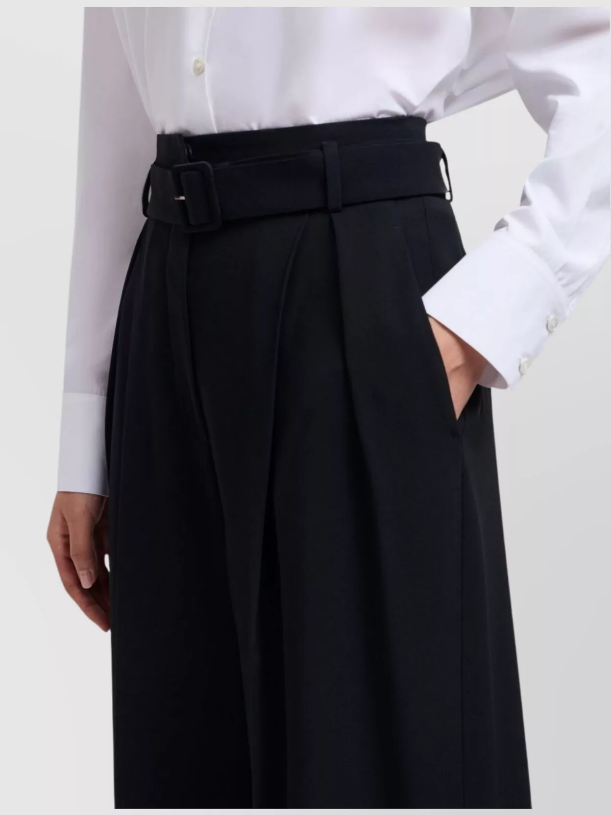 Emporio Armani High Waist Pleated Trousers With Wide Leg