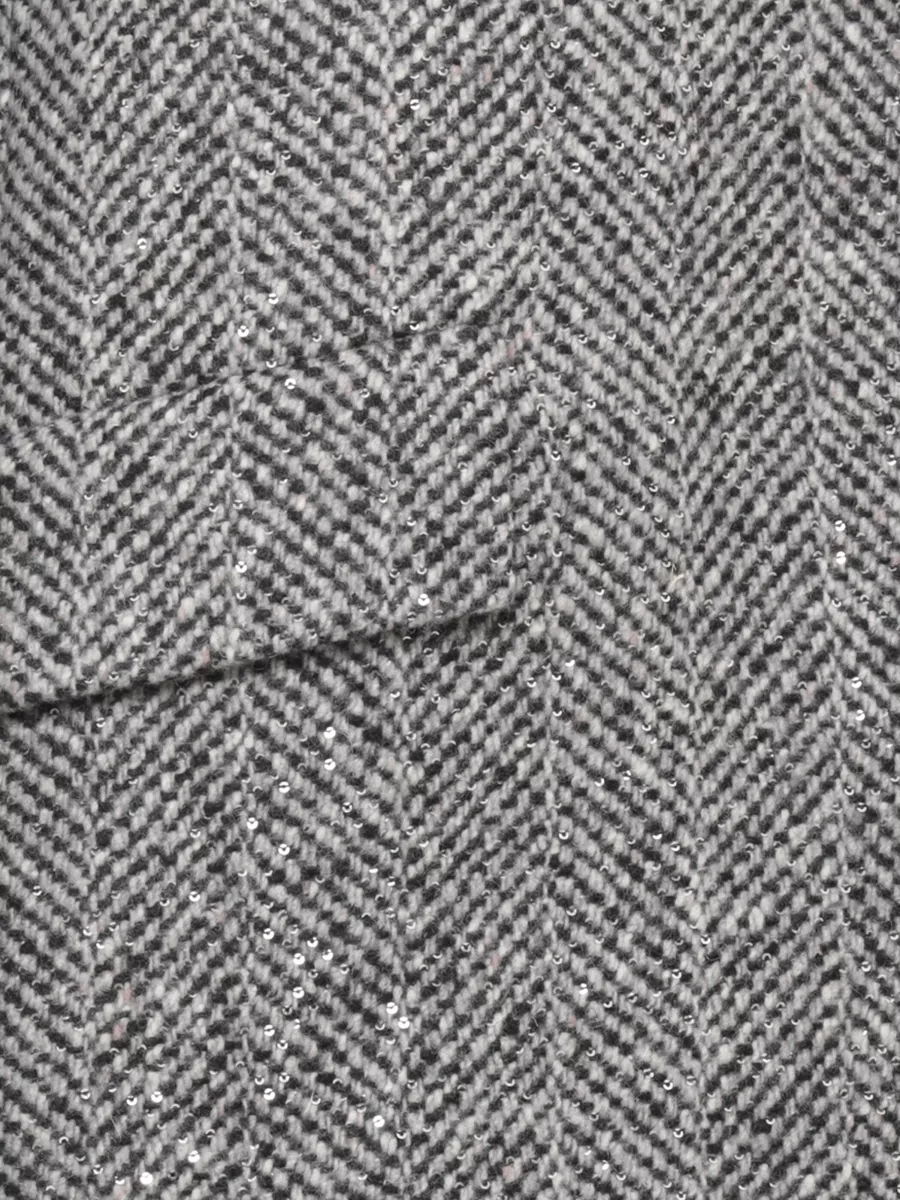 Peserico Wool Sequin Herringbone Fitted Jacket