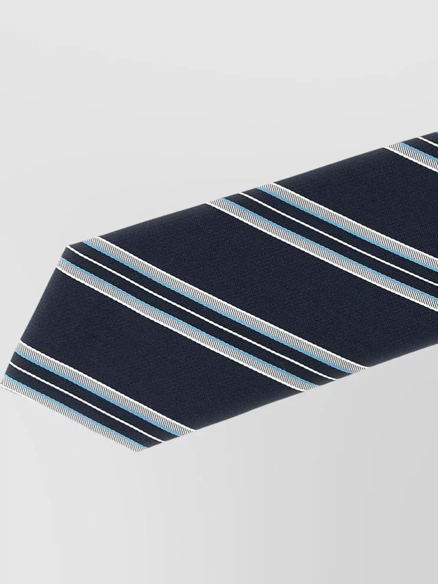 Brioni Silk Tie Narrow Shape Diagonal Stripe Pattern