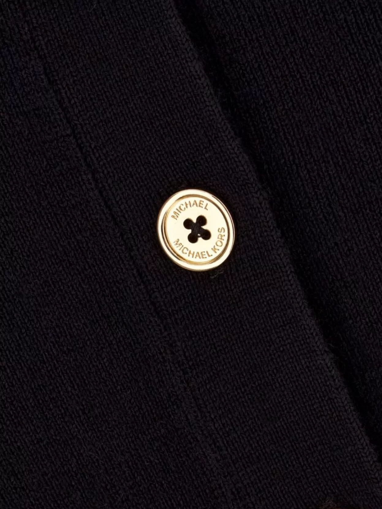 Michael Kors Stretch Wool Blend Cardigan With Crew Neck