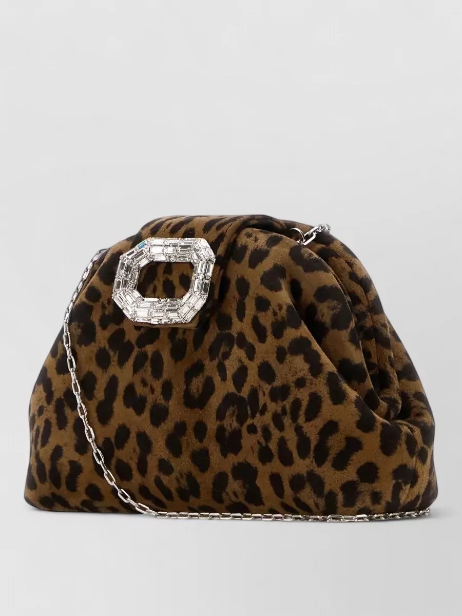 Amina Muaddi Micro Suede Clutch Bag