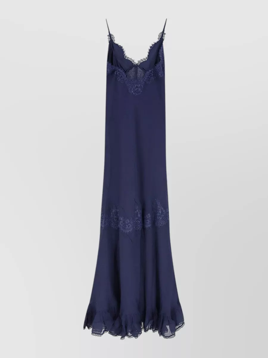 Self-Portrait Georgette Lace-Insert Maxi Dress