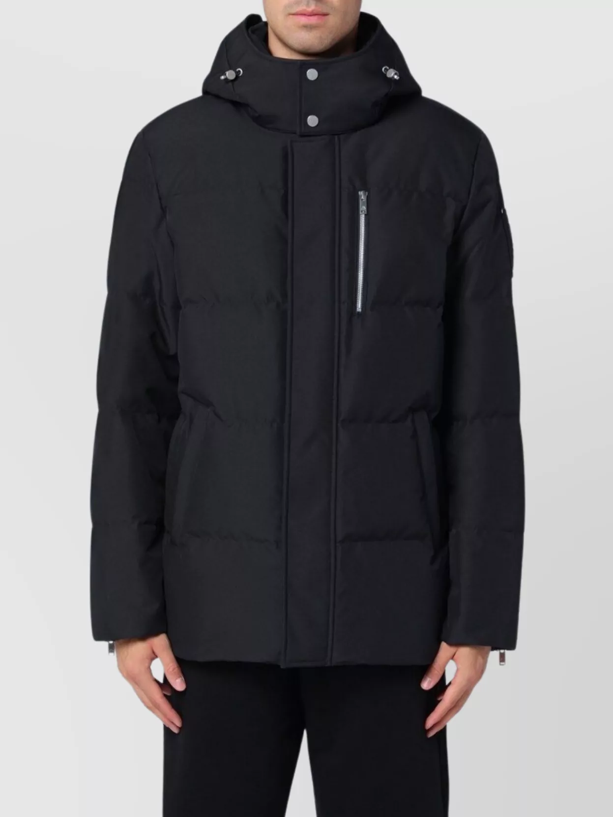 Moose Knuckles Padded Parka With Quilted Design And Hood In Black