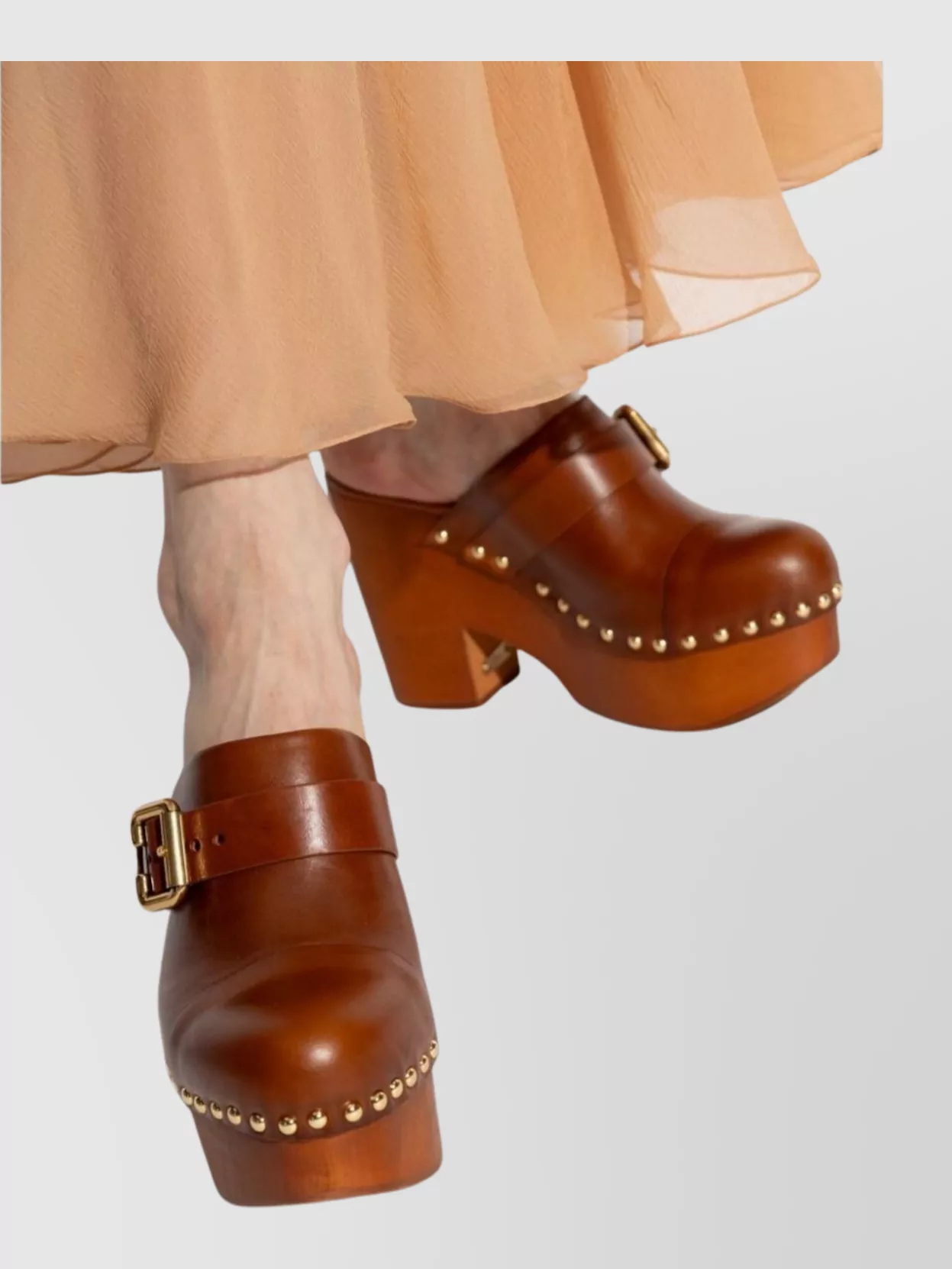 Chloé Jeannette Wedge Sandals Studded Trim