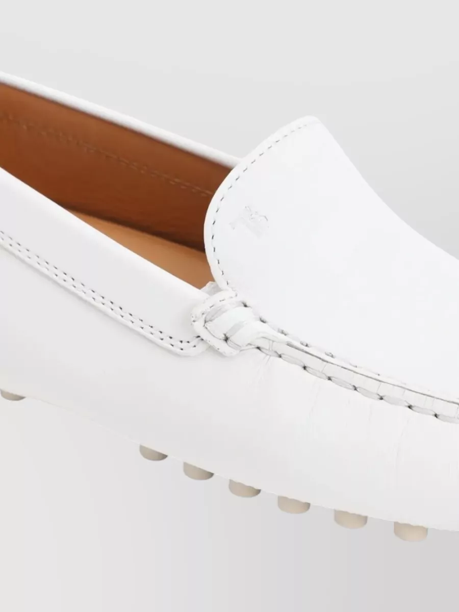 Tod's Gommino 22l Leather Loafers Stitch Detailing In White