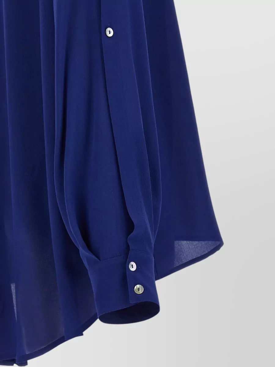 Di.la3 Pari' Silk Crepe De Chine Long-Sleeve Blouse