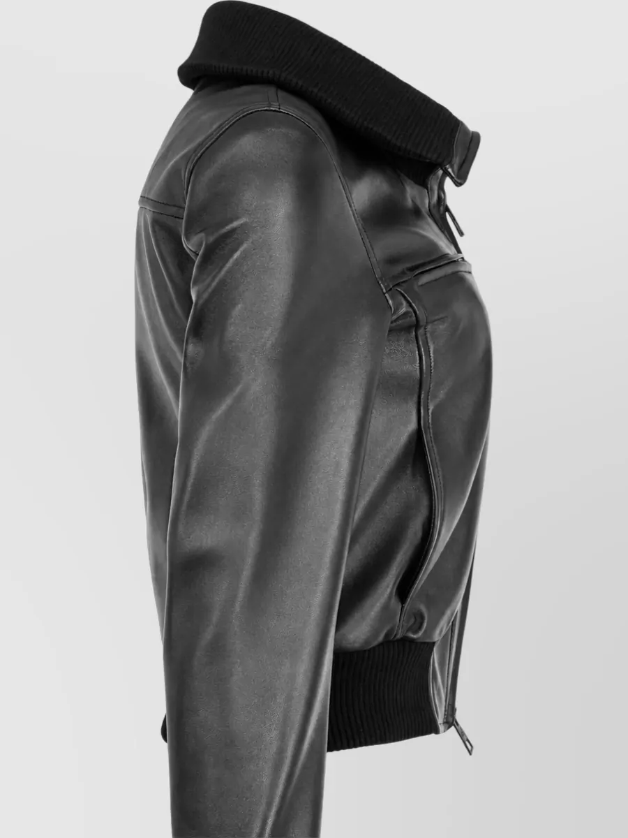 Balenciaga Leather High Collar Fitted Coat