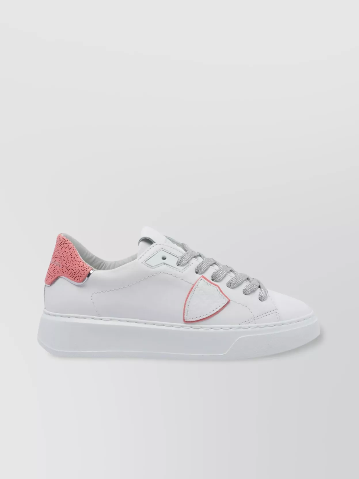 Philippe Model Low Top Leather Sneakers With Contrast Heel Tab