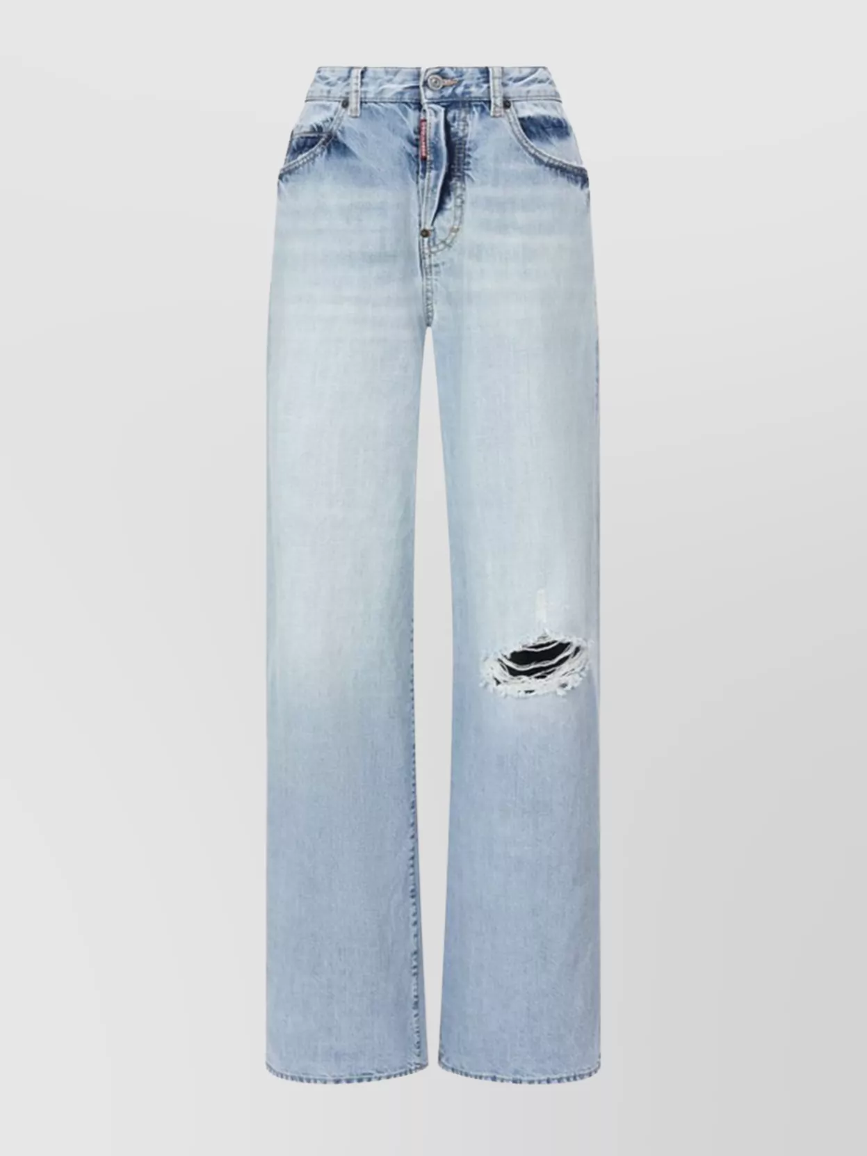 Dsquared2 Wide-leg Distressed Jeans Belt Loops In Blue