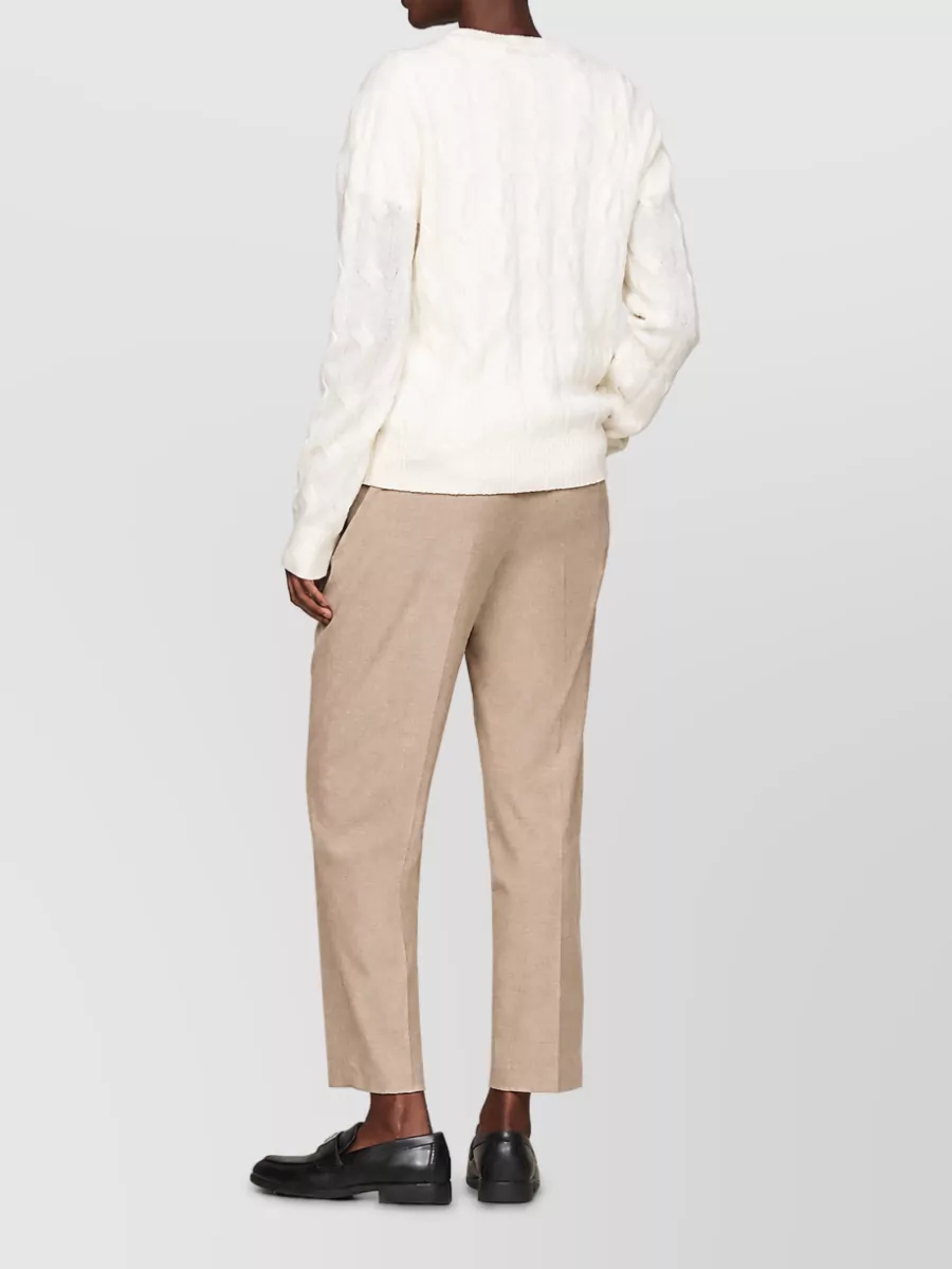 Tommy Hilfiger Wool Cable-Knit Crew-Neck Long-Sleeve Sweatshirt