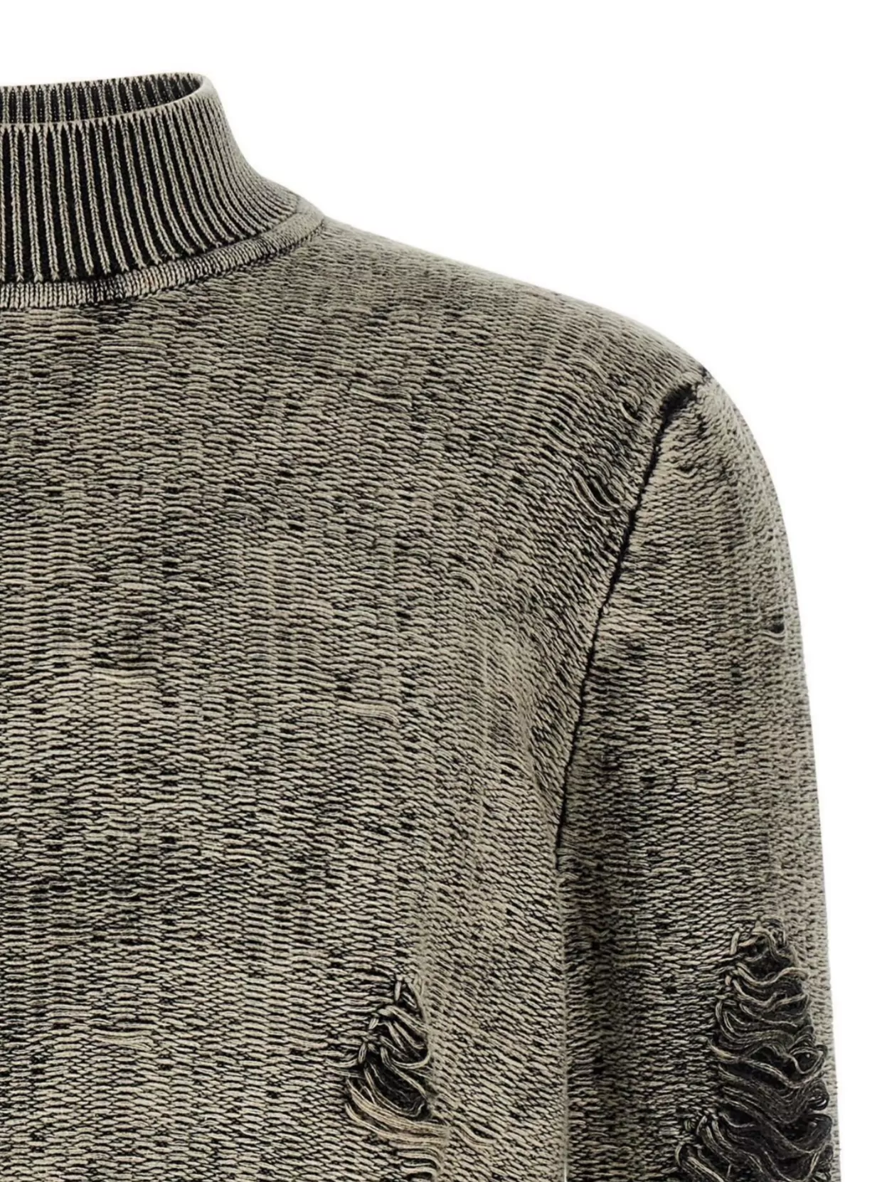 Diesel Textured Long Sleeve Sweater With Ribbed Collar