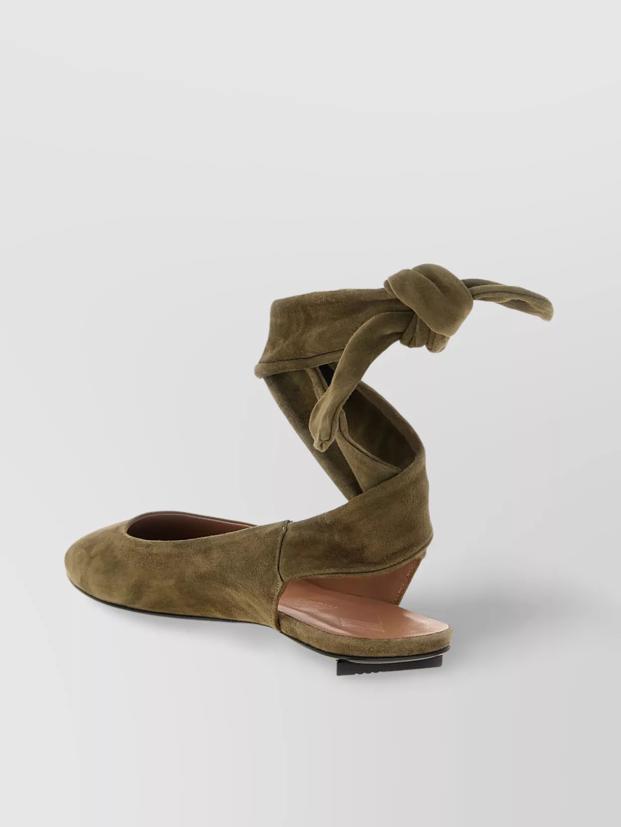 The Attico 'Cloe' Suede Almond Toe Ankle Wrap Flats