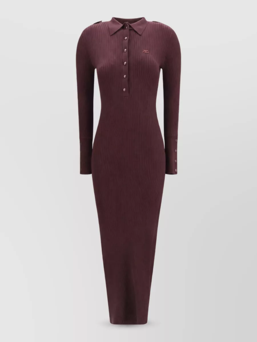 Courrèges ribbed polo midi dress
