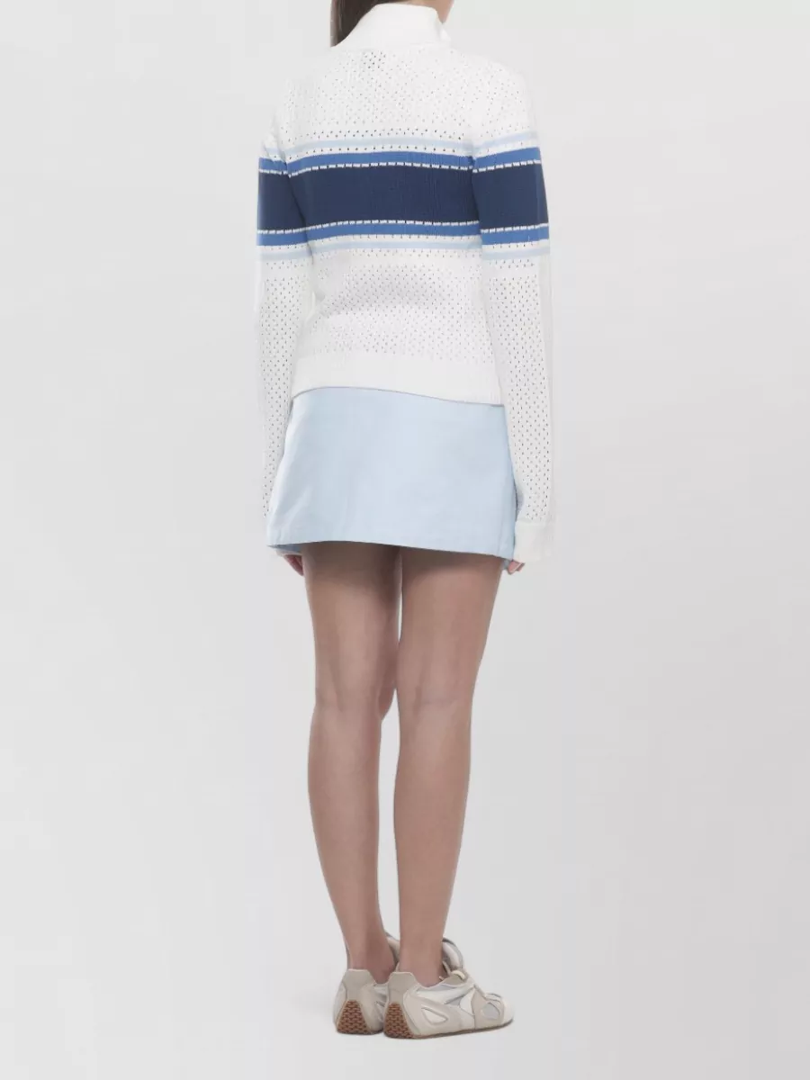 Casablanca Perforated Striped High-Neck Zip Jacket