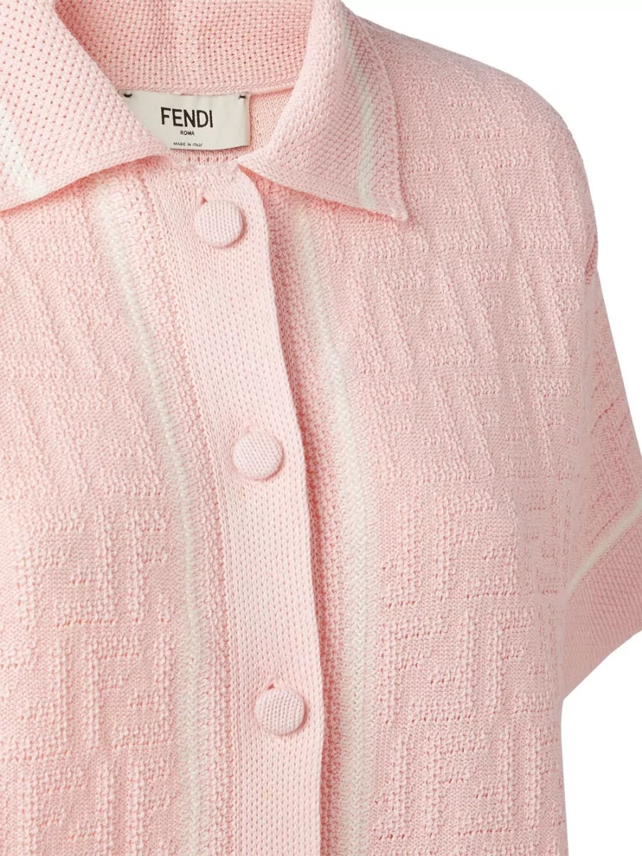 Fendi Cotton Crochet Short-Sleeve Polo Shirt