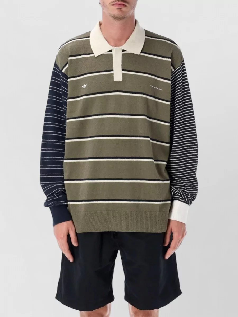 Adidas Originals Striped oversized long-sleeve polo shirt