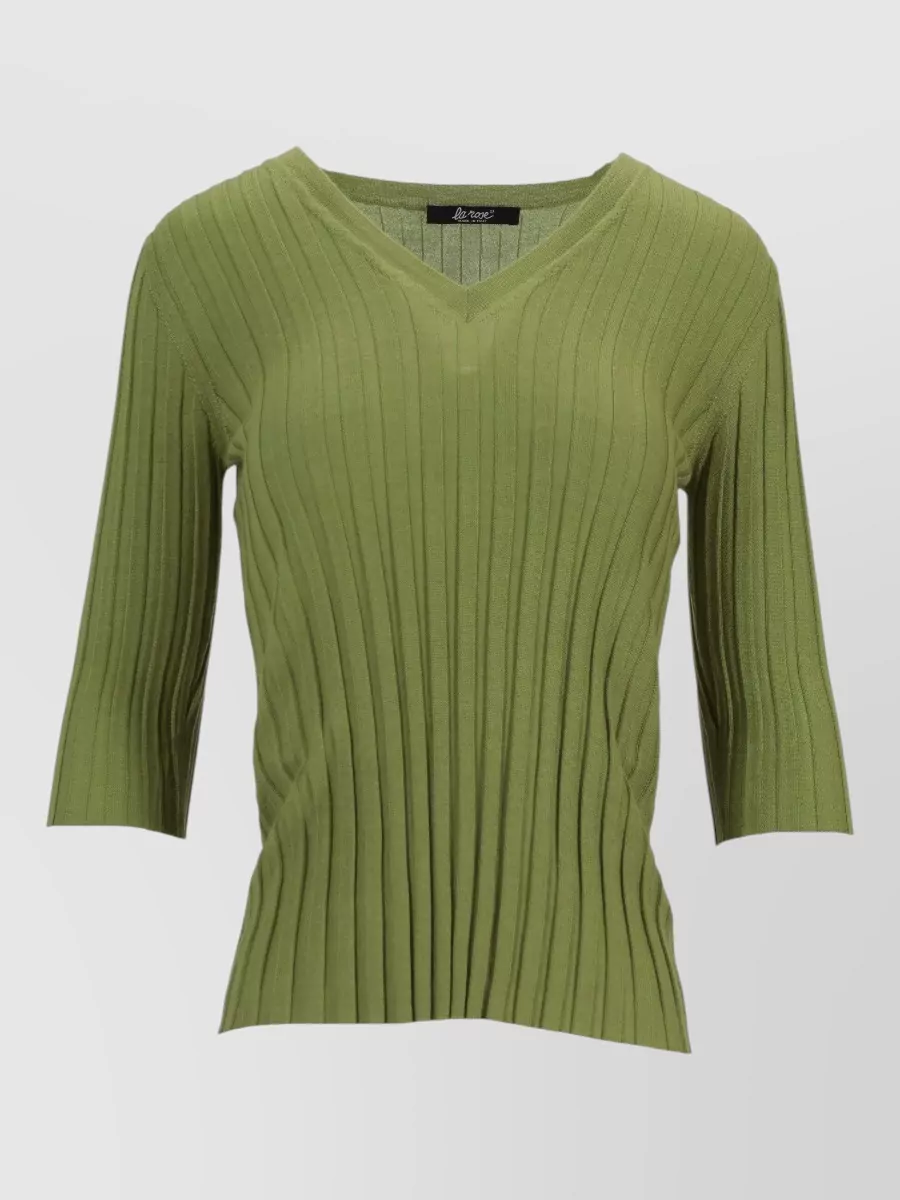 La Rose cashmere silk v-neck knitted top