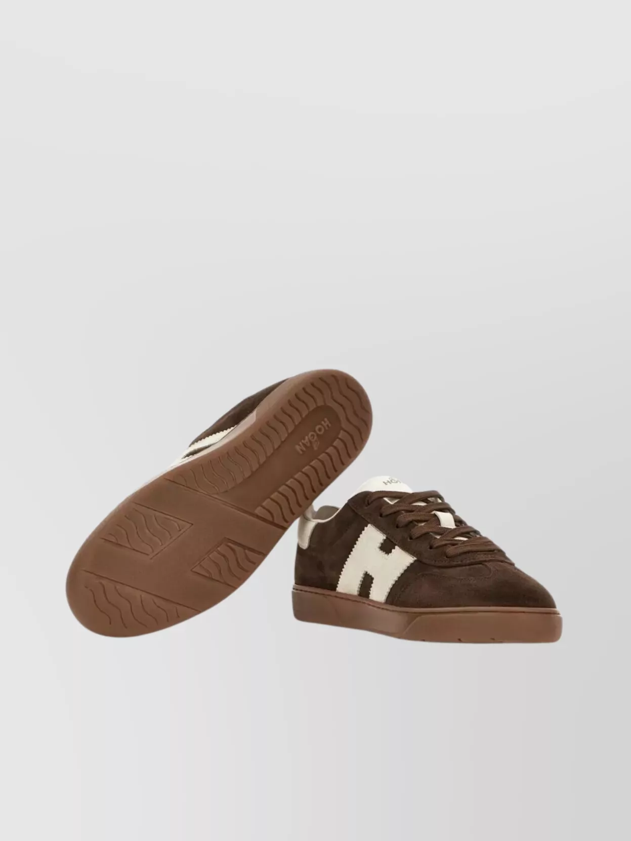 Hogan Rubber Sole Suede Finish Sneakers In Brown
