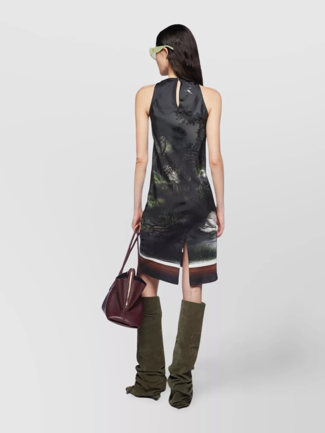 Attico Night Landscape Smoke Print Halter Dress