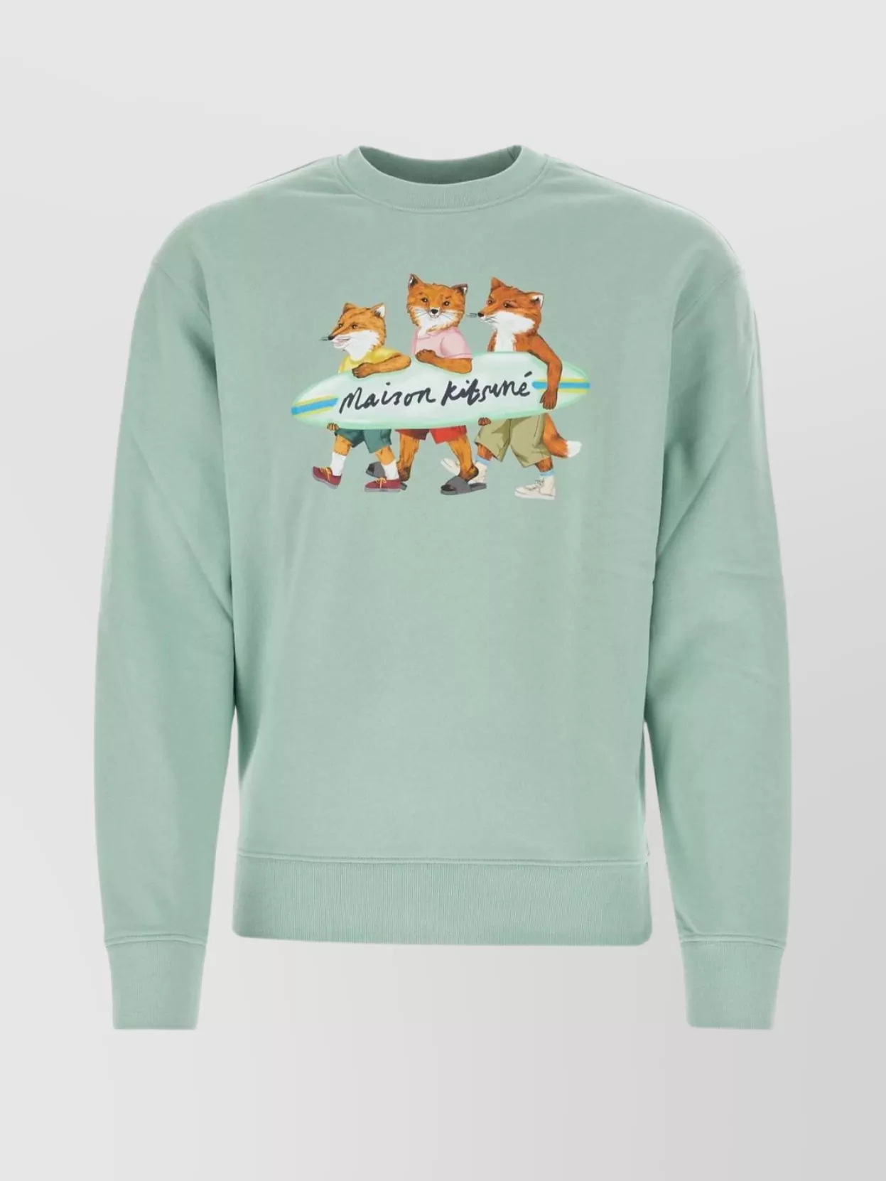 Shop Maison Kitsuné Cotton Crew Neck Sweatshirt With Graphic Print